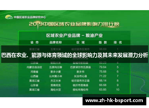 巴西在农业、能源与体育领域的全球影响力及其未来发展潜力分析