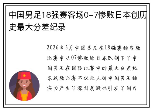 中国男足18强赛客场0-7惨败日本创历史最大分差纪录 中国男足18强赛客场0-7惨败日本创历史最大分差纪录